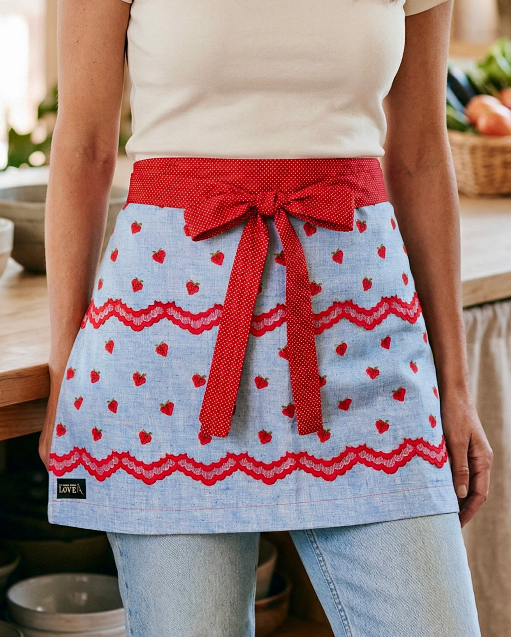 Vintage Strawberry Kitchen Apron